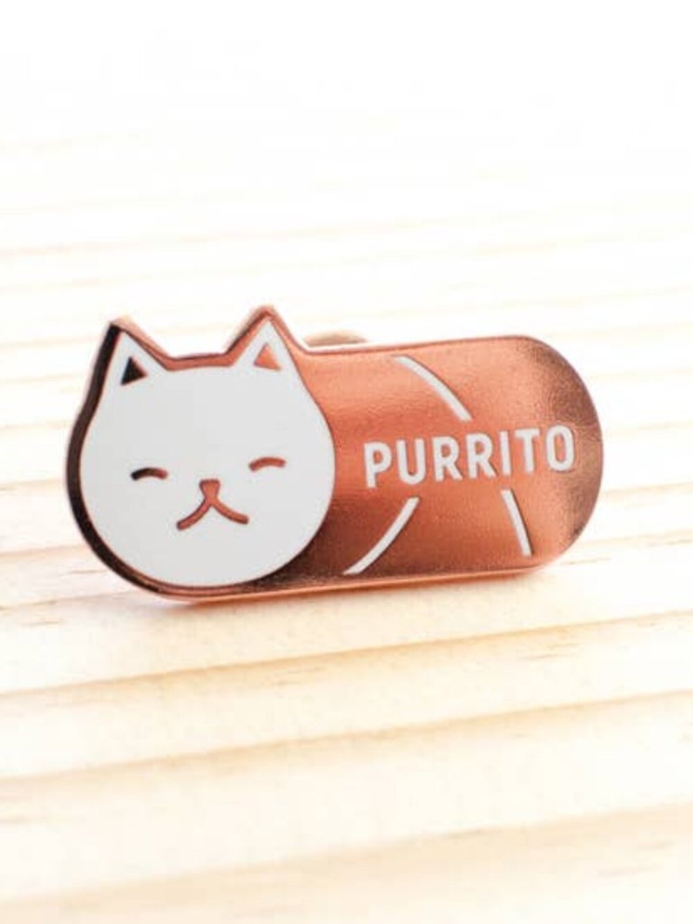 White cat purrito pin